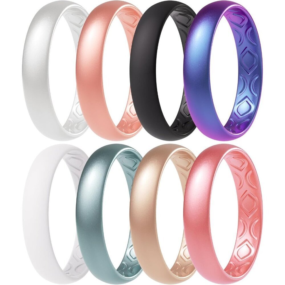 Women Silicone Wedding Rings Set Breathable Multipack for Active Wear